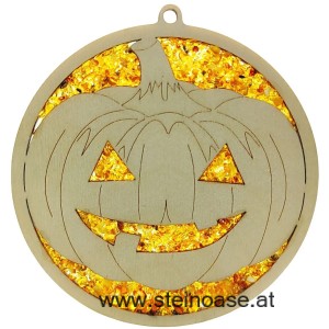 Fensterbild Suncatcher Bernstein - HALLOWEEN Kürbis Ø 11cm